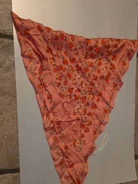 Coach Coral-Pink Floral Silk Scarf